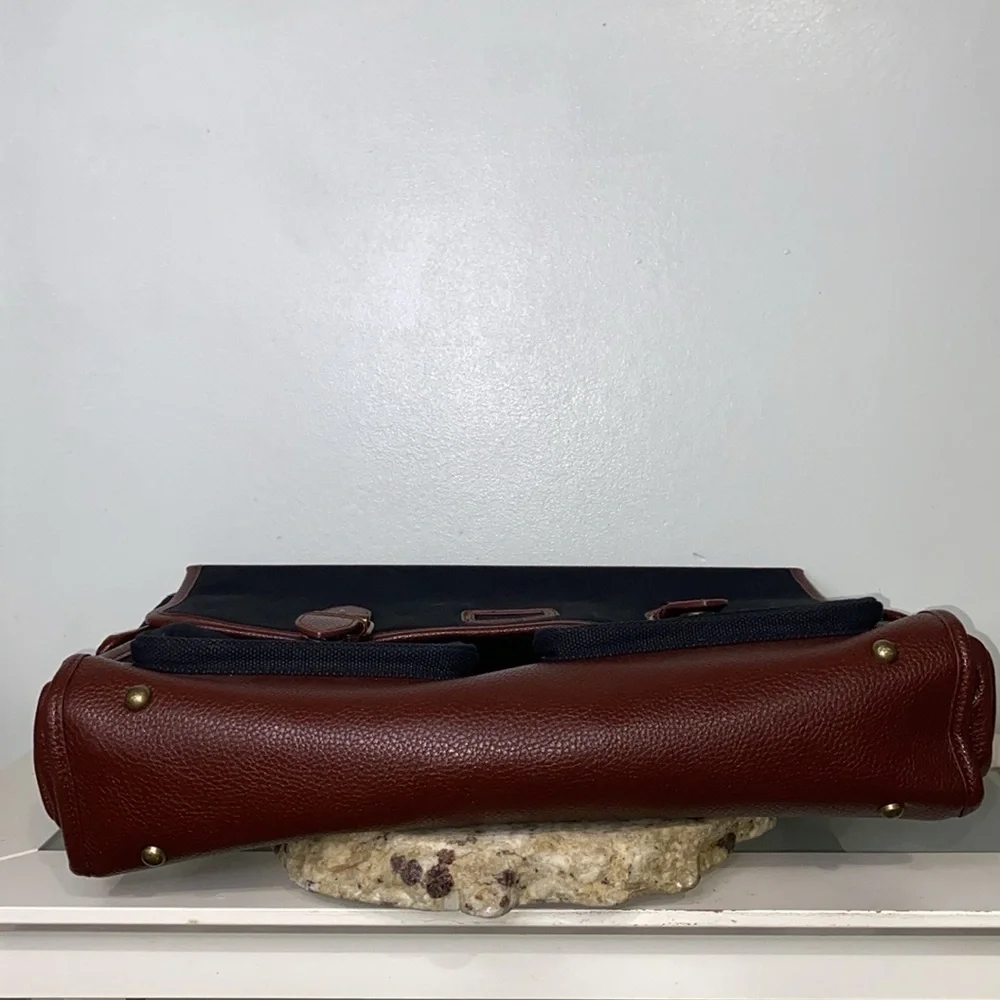 The Ultimate Messenger Bag Black Brown Canvas Faux Leather Trim Preppy Business